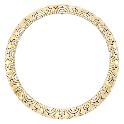 Lot 83 - Bulgari Gold and Stainless Steel 'Alveare' Necklace