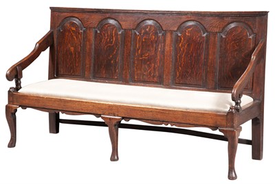 Lot 95 - George II Oak Settle Mid 18th century Height...