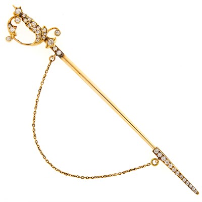 Lot 1129 - Antique Gold and Diamond Sword Jabot