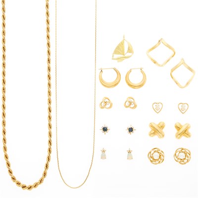 Lot 1265 - Group of Gold Jewelry