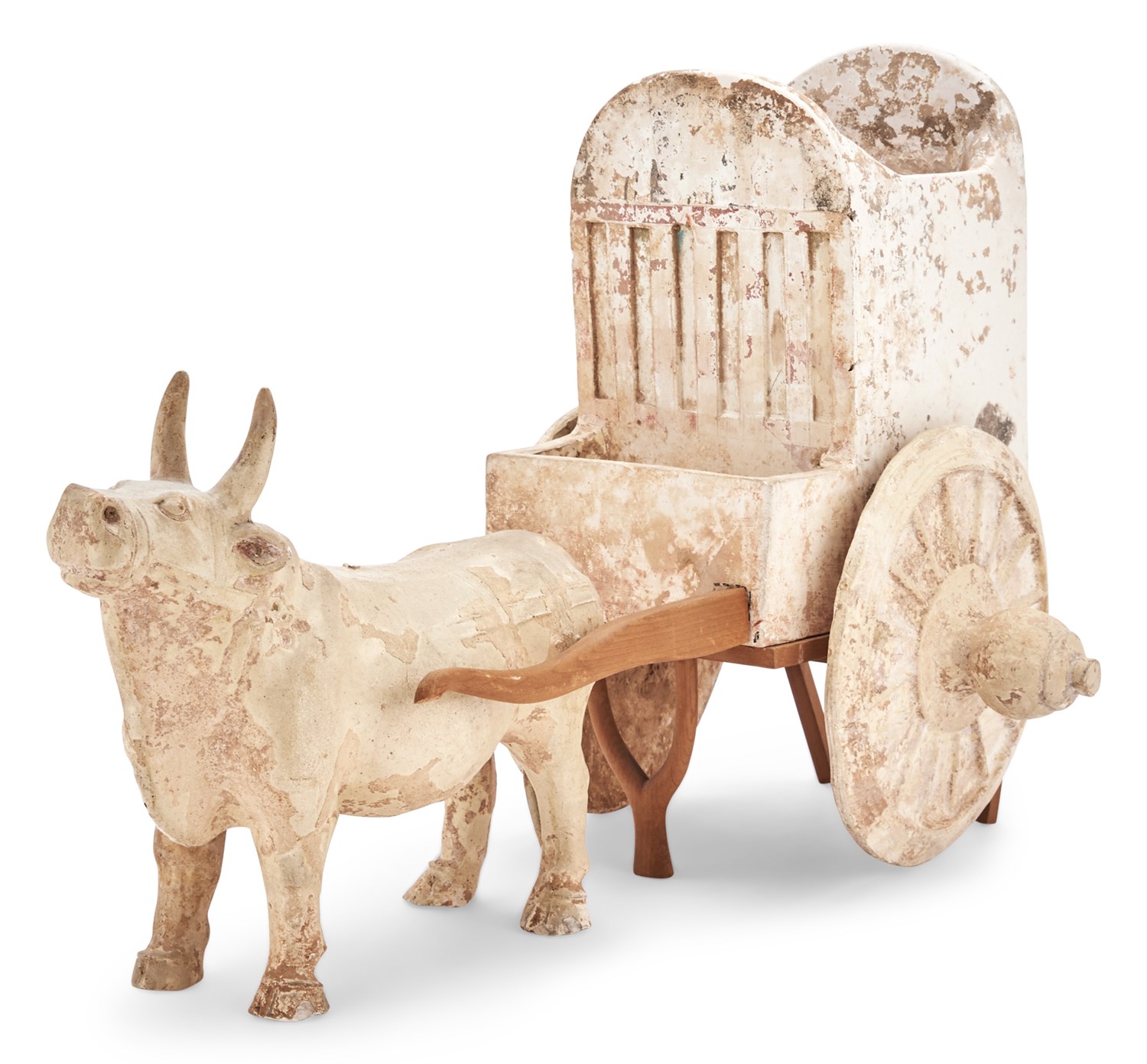 Lot 101 - A Chinese Pottery Model of an Ox and Cart Tang...