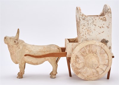 Lot 101 - A Chinese Pottery Model of an Ox and Cart Tang...