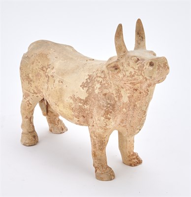 Lot 101 - A Chinese Pottery Model of an Ox and Cart Tang...
