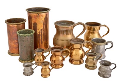 Lot 303 - Group of Victorian Brass and Pewter Measures...