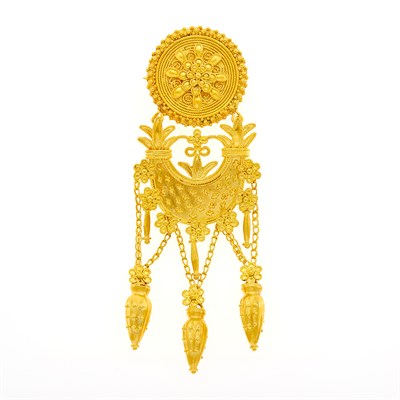 Lot 1061 - High Karat Gold Swag Brooch