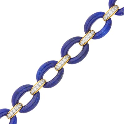 Lot 192 - André Vassort for Van Cleef & Arpels Gold, Platinum, Lapis and Diamond Bracelet, France