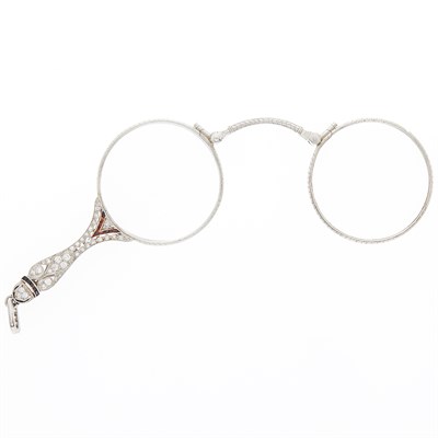 Lot 1125 - Platinum, Diamond and Black Onyx Lorgnette