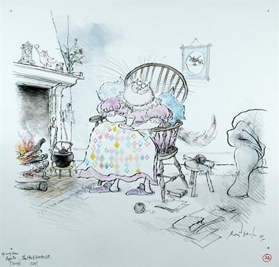 Lot 223 - SEARLE, RONALD [Cat taking tea], 1993, for...
