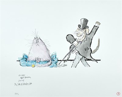 Lot 224 - SEARLE, RONALD [Cat and a dog in tails], 1993,...