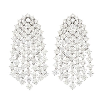 Lot 210 - Pair of White Gold and Diamond Fringe Earrings