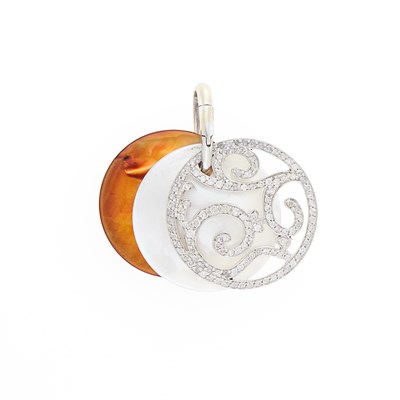Lot 1186 - White Gold, Diamond and Mother-of-Pearl Pendant