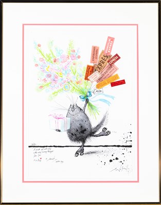 Lot 227 - SEARLE, RONALD A small get-well posy [Cat on...