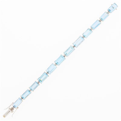 Lot 1180 - White Gold, Aquamarine and Diamond Bracelet