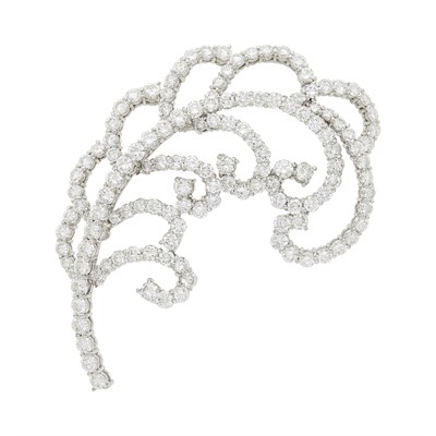 Lot 207 - Platinum and Diamond Feather Brooch