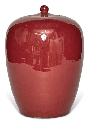 Lot 122 - Chinese Porcelain Oxblood Jar and Cover Height...