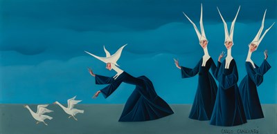 Lot 1071 - Carlo Canevari Italian, 1922-1996 Nuns Chasing...