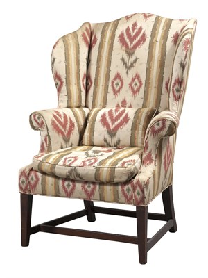 Lot 1235 - Federal Upholstered Mahogany Wing Chair Height...
