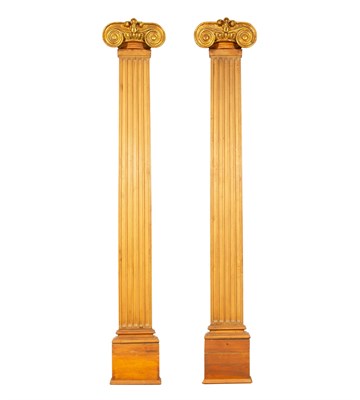 Lot 345 - Pair of Fruitwood Fluted Pilasters Together...