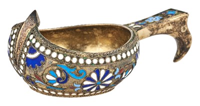 Lot 236 - Russian Silver-Gilt and Cloisonné Enamel Kovsh...