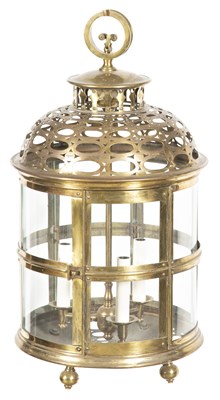 Lot 336 - Continental Brass Three-Light Lantern Height...