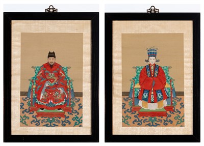Lot 172 - A Pair of Chinese Ancestor Portraits
