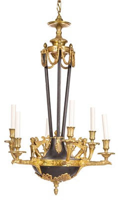 Lot 366 - Empire Style Gilt and Patinated Bronze Six...