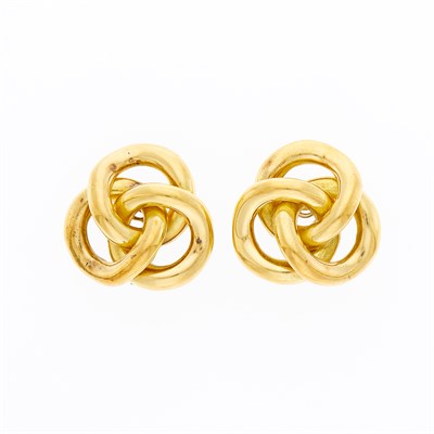 Lot 1040 - Pair of Gold Knot Earclips