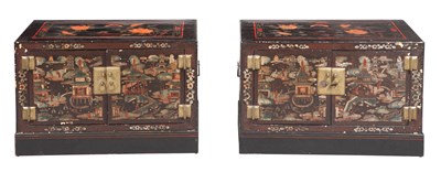 Lot 301 - Pair of Chinese Style Lacquer Trunks / Side...