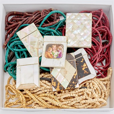 Lot 289 - Group of Bead Necklaces and Mother-of-Pearl Cases