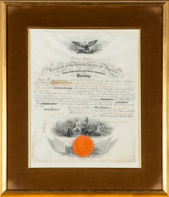 Lot 30 - LINCOLN, ABRAHAM Commission signed appointing...