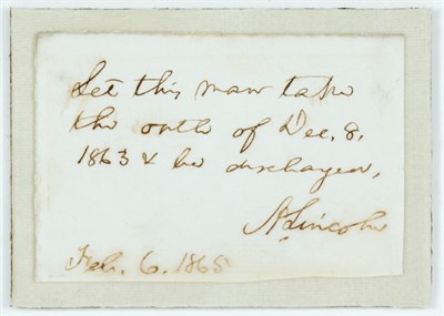 Lot 31 - LINCOLN, ABRAHAM Discharge note signed....