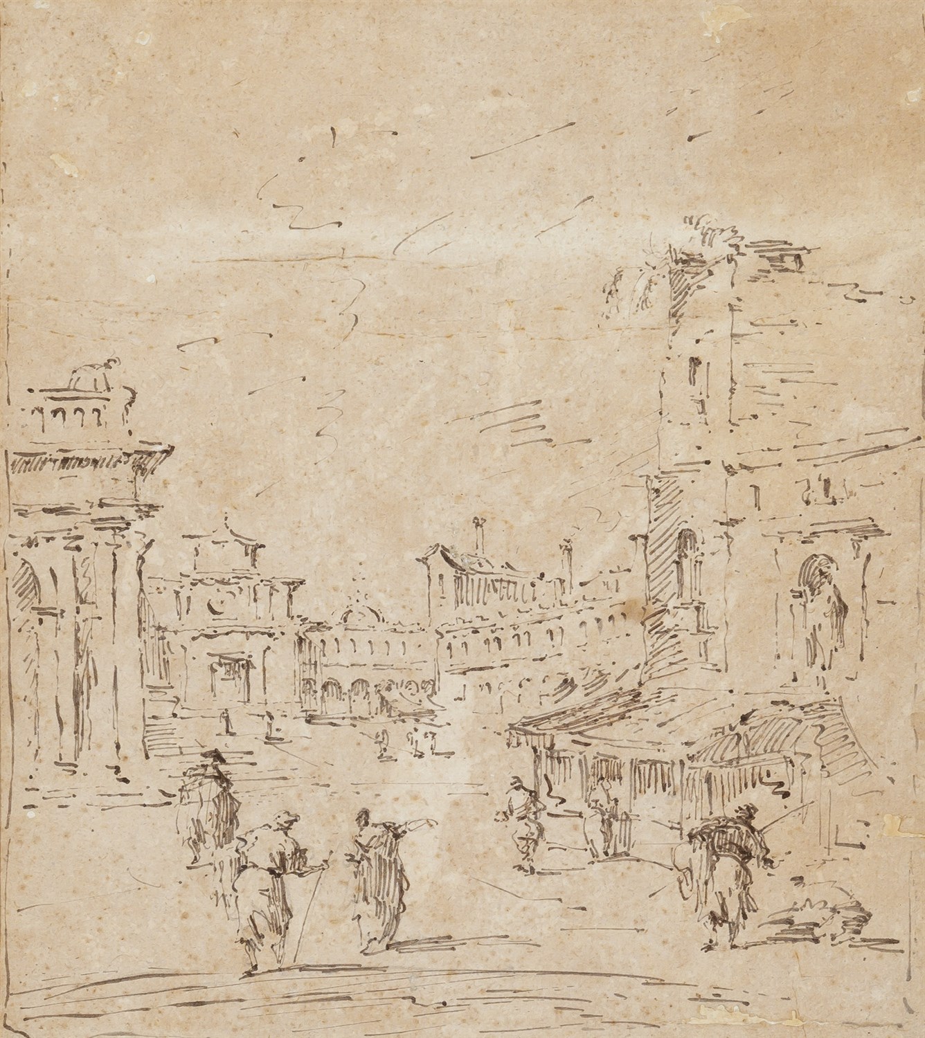 Lot 54 - Manner of Francesco Guardi Venetian Piazza...