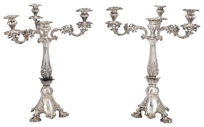 Lot 109 - Pair of English Silver Plated Four-Light...