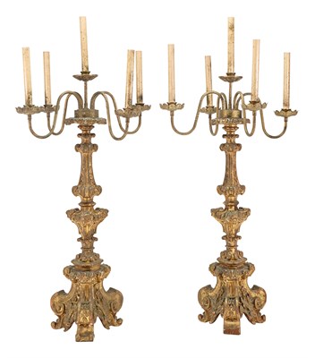 Lot 57 - Pair of Italian Baroque Style Giltwood...