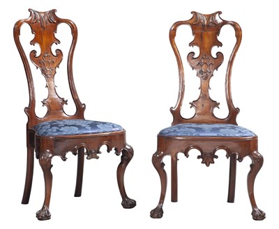 Lot 49 - Pair of Portuguese Rococo Hardwood Side Chairs...