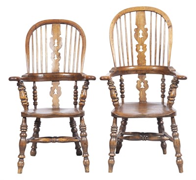 Lot 114 - Pair of English Provincial Style Oak Windsor...