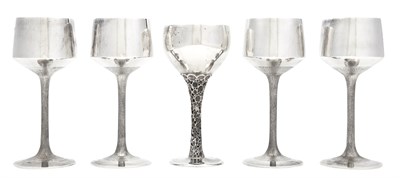Lot 217 - Five Elizabeth II Sterling Silver Goblets...