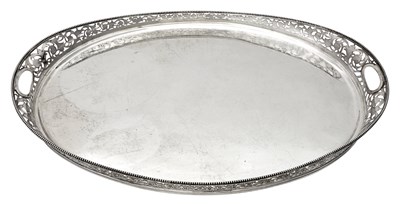 Lot 237 - German Silver Two-Handled Galleried Tray Posen,...
