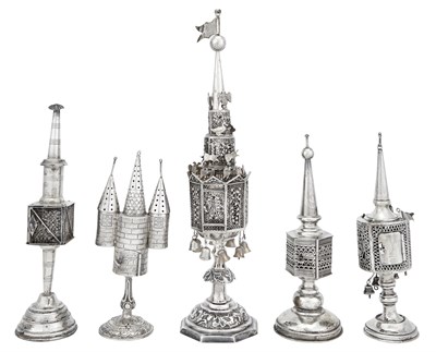 Lot 231 - Five Continental Silver and Silver Plated...