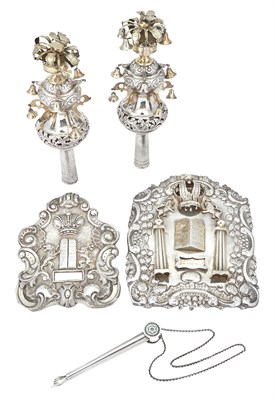 Lot 233 - Two Continental Silver Torah Shields, a Silver...