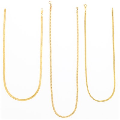 Lot 1245 - Three Gold Chain Necklaces