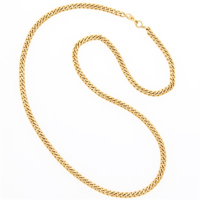 Lot 1149 - Long Gold Curb Link Chain Necklace