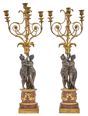 Lot 269 - Pair of Louis XVI Gilt and Patinated Bronze...