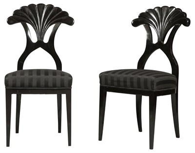 Lot 241 - Set of Four Biedermeier Style Black Lacquer...