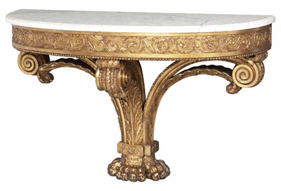 Lot 181 - Empire Style White Marble Top Giltwood...