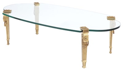 Lot 147 - Louis XVI Style Gilt-Metal Glass Top Oval Low...