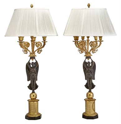 Lot 187 - Pair of Empire Style Gilt and Patinated Metal...