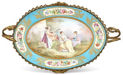 Lot 126 - Sèvres Style Gilt-Metal Mounted Hand-Painted...