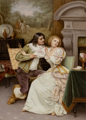 Lot 352 - KPM Painted Porcelain Plaque of a Woman and...