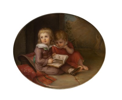 Lot 332 - Continental Painted Porcelain Oval Plaque...